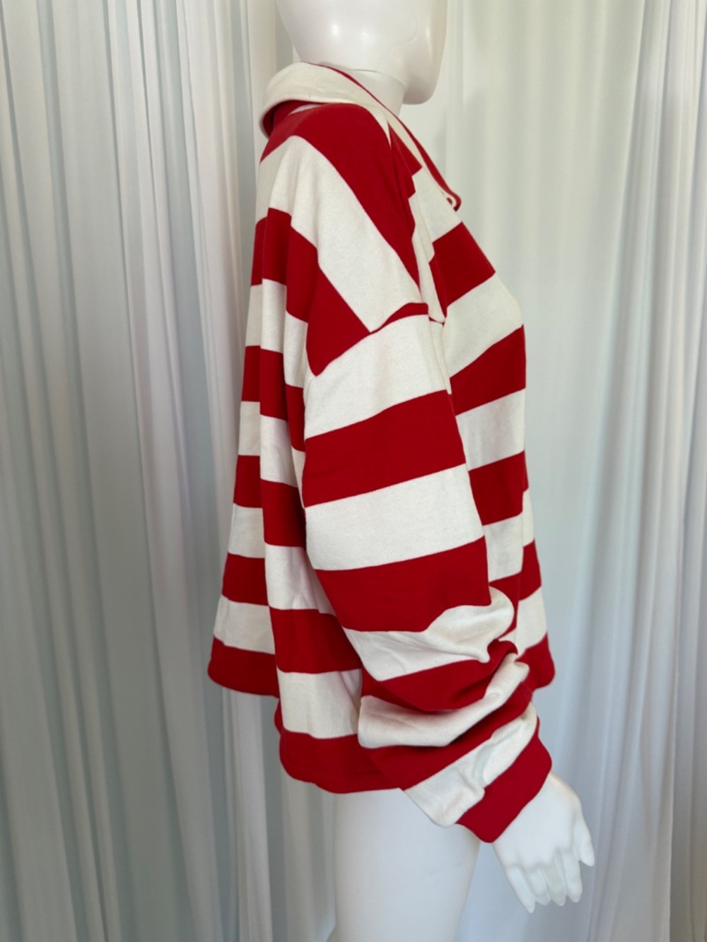 G by Giuliana Striped Rugby Polo Top Cherry Detail Red White Pullover NWOT | XL - Picture 4 of 16